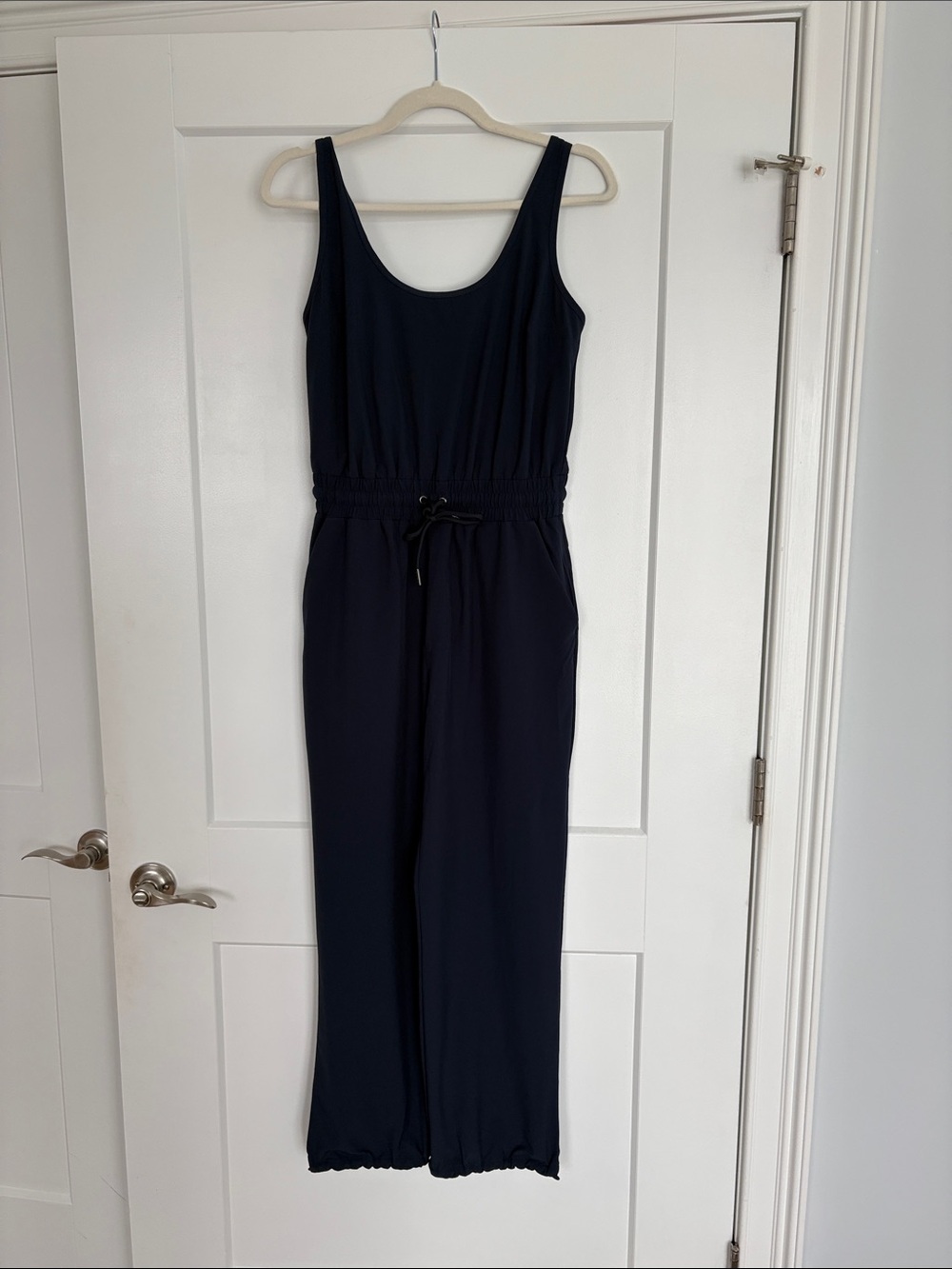 Abercrombie & Fitch Navy Sleeveless Drawstring Jumpsuit